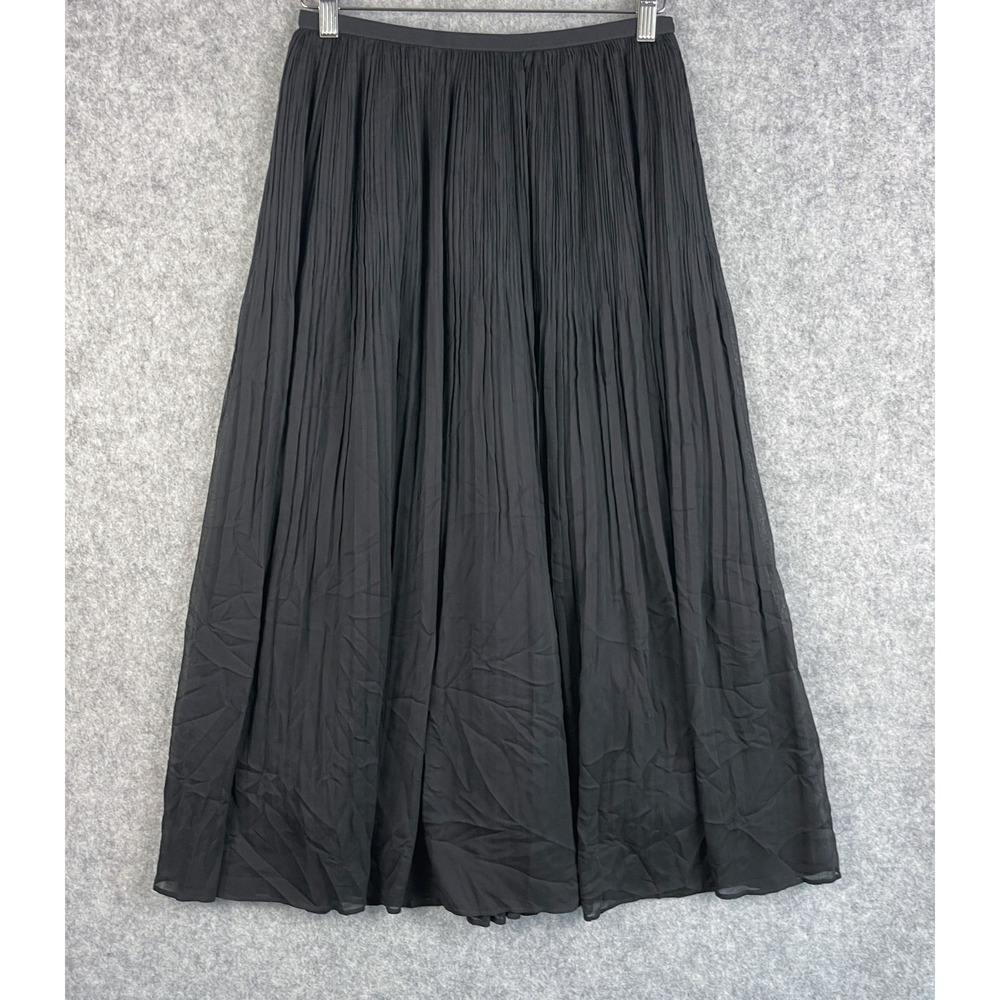 Uniqlo Pleated Maxi Skirt Womens Medium Black Chiffon Witchy Whimsigoth Boho